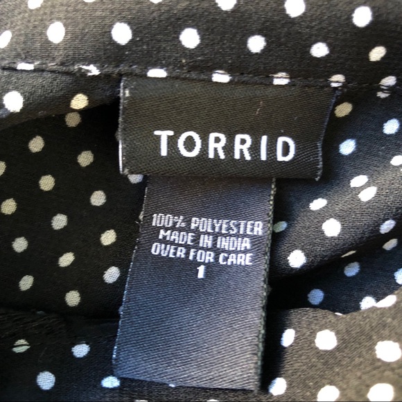 Torrid Semi Sheer Polka Dot Blouse Tie Front - Picture 5 of 5